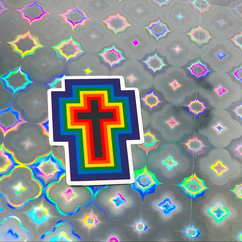 Rainbow Cross Vibrant Pride Single Decor Design Accent Sticker
